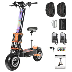 TOURSOR X8P 13″ zusammenklappbarer Elektroroller mit Sitz 4000W*2 Doppelmotorbatterie-Neu